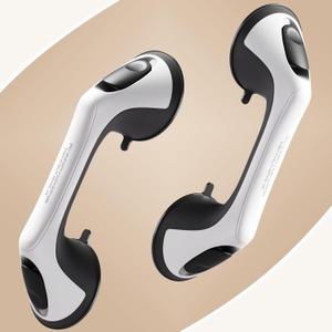 ABLECARE 2 Pack 12 Inch Elderly Heavy Duty Shower Handle, Seniors Grab Bars for Bathtubs, Suction Cup Removable Handrails, Safety Bathroom Grip for Handicap (Black and White)