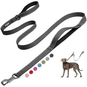 Fida 6 FT Heavy Duty Dog Leash with 2 Comfortable Padded Handles, Traffic Handle & Advanced Easy Snap Hook, Reflective Walking Lead for Large, Medium & Small Breed Dogs, Black