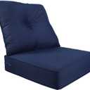 Indoor Outdoor Deep Seat Chair Cushion, Fade Resistant, 24 inches Replacement Foam Seat Cushions, Olefin Navy Blue, 2 Piece Set