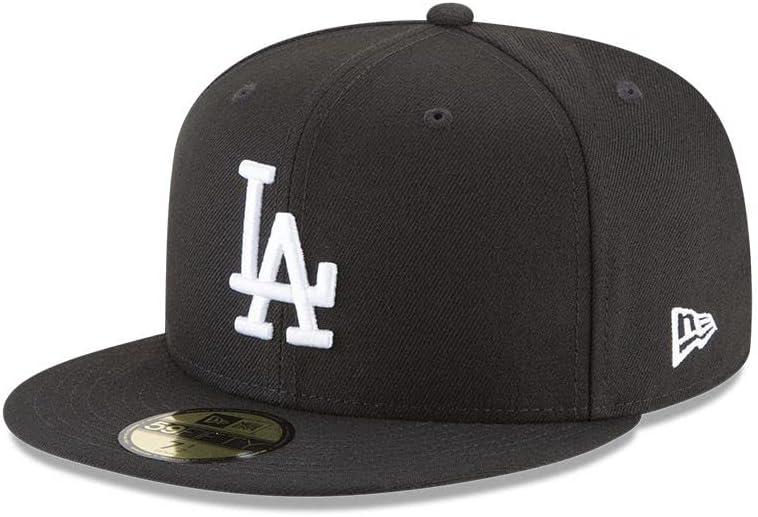 New Era 11591149: Los Angeles Dodgers Basic Black/ White 59FIFTY Fitted Cap (7 3/ 8)