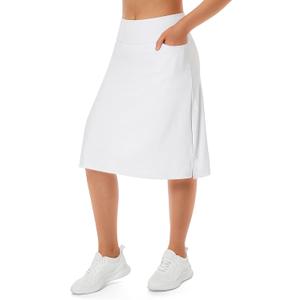 Women's Midi Length Skorts Skirts with 3 Pockets Modest Skirts Women's 24" Knee Length Skort (White, S)