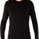 MERIWOOL Mens Base Layer - 100% Merino Wool Midweight Long Sleeve Thermal Shirt (Large, Black)
