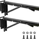 12 Inch Double Fittings E Track Shelf Bracket - Durable Hinged Collapsible Table Brackets - 2 Pack Black Powder Coating E-Track Accessories for etrack Workbench Shelves