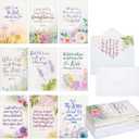 Faithful Finds Religious Sympathy Cards with Envelopes, Watercolor Floral (4x6 In, 36 Pack)