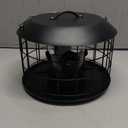 Kingsyard Mesh Caged Bird Feeders for Outdoor Hanging, Tube Squirrel Proof Bird Feeders with Tray for Small Birds Finches Bluebird, Rain Proof Covered, 4 Feeding Ports, Black