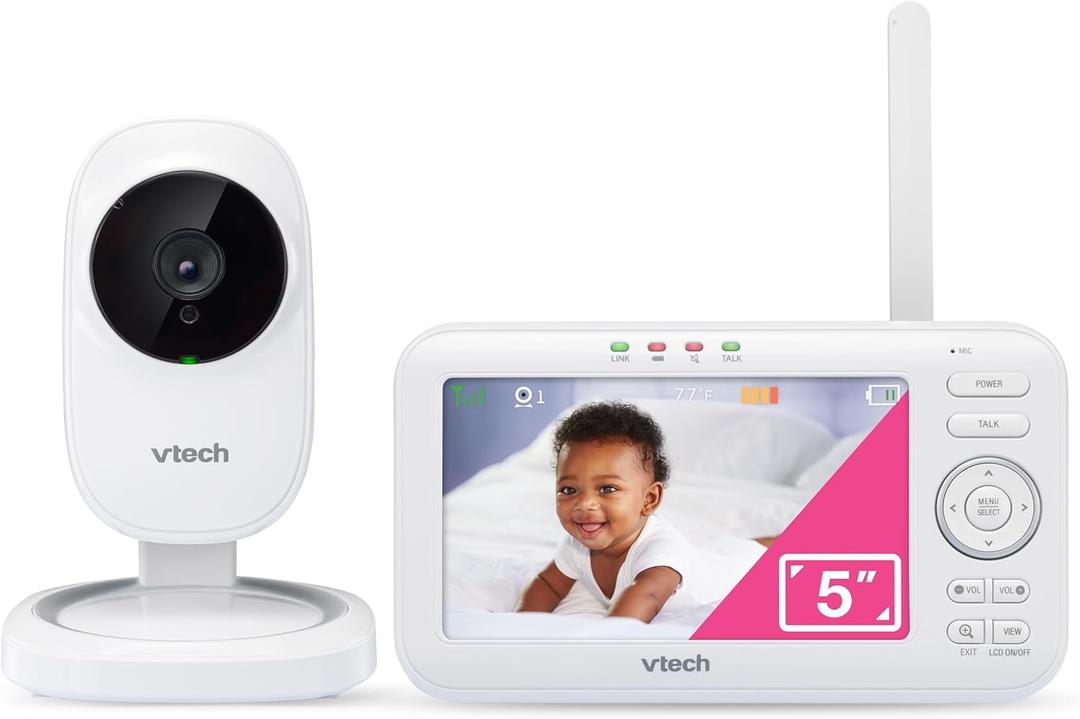 VTech VM5251 5 Digital Video Baby Monitor with Full-Color and Automatic Night Vision, White 5 inch