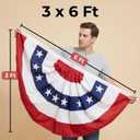 4th of July Patriotic Bunting Flag, Pleated Fan American Flag Banner, Red White Blue Independence Day Decorations for Outdoor Indoor Porch Yard Fence Memorial Day Party Decor (3 X 6 Feet, 4 Pack)