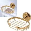 Garosa Bath Soap Dish for Shower Wall Mounted Metal Bar Soap Holder Sponge Holder Antique Basket for Bathroom Kitchen Screw Installation Gold Copper Stainless Steel