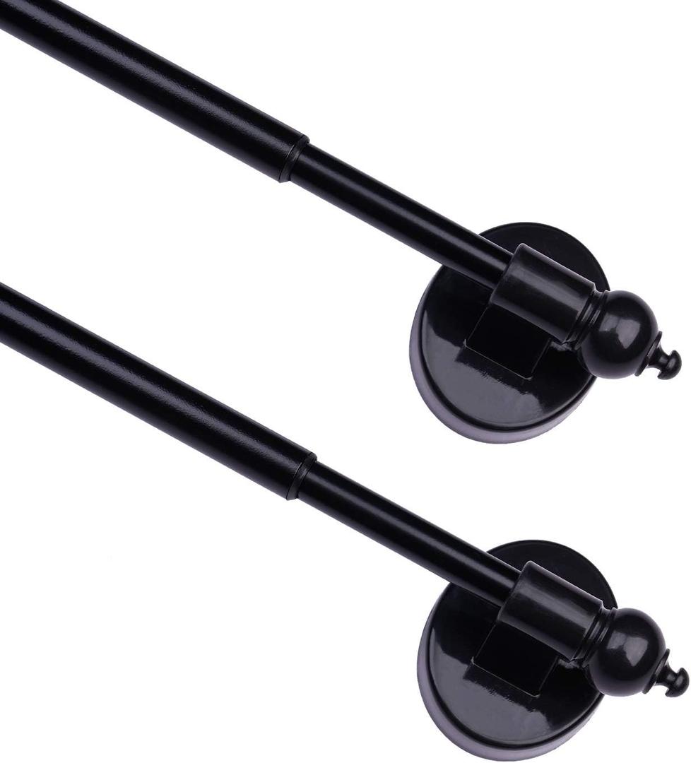 Magnetic Curtain Rods for Metal DoorsMulti-Use Adjustable Appliance for Windows Iron Steel Places16-28 InchBlack2 Pack