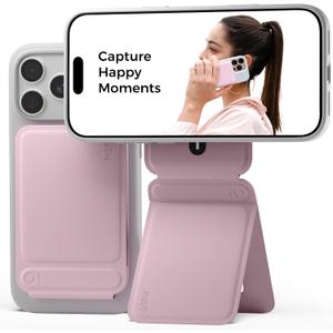 MOFT Phone Tripod Stand Selfie Stick for iPhone, Multi-Angles iPhone Stand, Lightweight & Portable Phone Holder, Strong Magnets, MOVAS Vegan Leather, Travel Essentials, Blush(Without Card Slot)