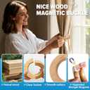 2PCS Wood Curtain Tiebacks Holdbacks,Wooden Magnetic Curtain Tiebacks 3.9 in Diameter,Boho and European Retro Curtain Clips,Strong Magnetic for Home,Office,Gifts,Multifunctional Pants Hanger