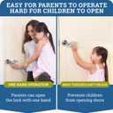 Door Lever Lock (1 Pack) Prevents Toddlers from Opening Doors. 3.25" L * 1.5" W * 4.5" H Easy One Hand Operation for Adults. Durable ABS with 3M Adhesive Backing. Simple Install, No Tools Needed.