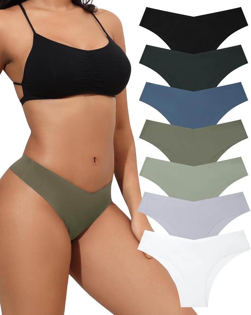 LEVAO Seamless Underwear for Women No Show Cheeky Bikini Panties Stretch V Cut Panty S-XL (Regular & Plus Size) (Medium)