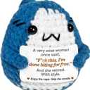 2 x Funny Retirement Gifts for Women, Cool 2025 Retired Gift Ideas for Coworker Female, Farewell Happy Retirement Gifts for Colleagues Work Friends,Crochet Shark with Card