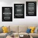 Motivational Success Wall Art 3 Piece Inspirational Entrepreneur Quotes Picture Prints Inspiring Themes Painting Posters for Living Room Office Corridor Wall Decoration Ready To Hang [60''W x 28''H], 60x28inch