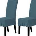 Easy-Going Dining Chair Covers Stretch Parsons Chair Slipcover with Skirt Chair Covers for Dining Room Restaurant Banquet (2 PCS, Bluestone)