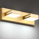 SineRise LED Modern Bathroom Vanity Light Fixtures (2-Light, 15.5-Inch), Matte Gold Modern Acrylic Bathroom Wall Lighting Fixtures Over Mirror (Cool White 6000K)