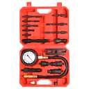 17pc Diesel Engine Compression Tester Kit, Diesel Compression Tester Cylinder Pressure Gauge for Diesel Cars and Trucks(red)