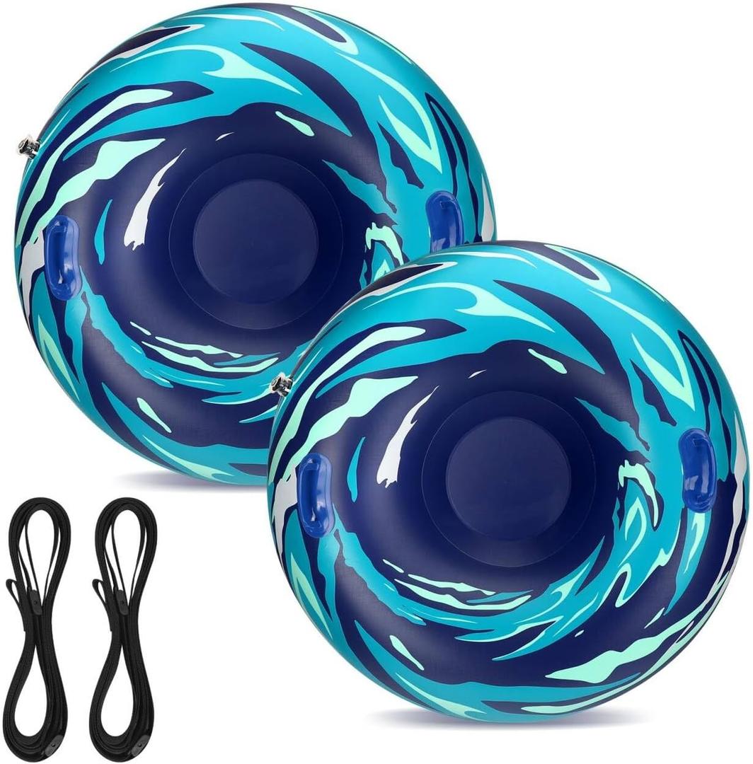 Snow Tube with Towable Tow Rope, UOLUUK 2 Persons Heavy Duty Inflatable Sled for Kids & Adults Premium Abrasion-Resistant Thickened Bottom Sledding for Outdoors