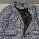 Allegra K Women's Elegant Plaid Jacket Long Sleeve Open Front Tweed Blazer X-Large Blue Black