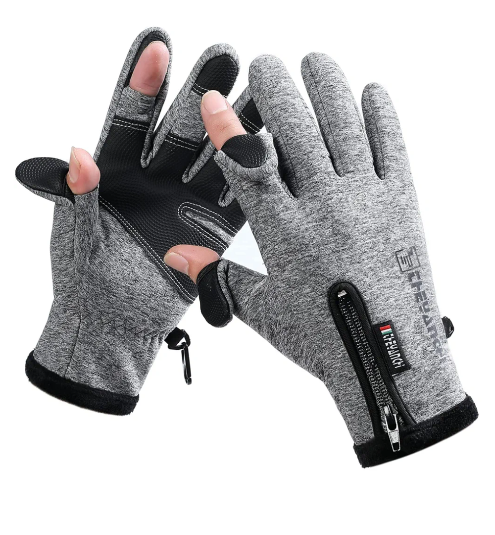 Winter Fingerless Fishing Gloves for Men & Women, Cold Weather Windproof Touchscreen Warm Cycling Gloves for Photography Hunting Ski Motorcycle Driving XL
