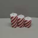 HN HAIINAA Red Stripe Glitter LED Pillar Candles, Battery Operated Real Wax Flameless Candles for Christmas Holiday Home Party Decor, Set of 3 (D3 x H4 5" 6")