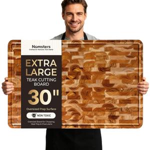 Teak Wood 30in Noodle Board End Grain Large Cutting Board for Kitchen, 30*20 inch