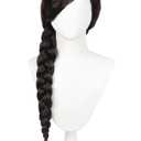 Black Brown Long Braid Witch Wig for Women Halloween Costume Party Wig