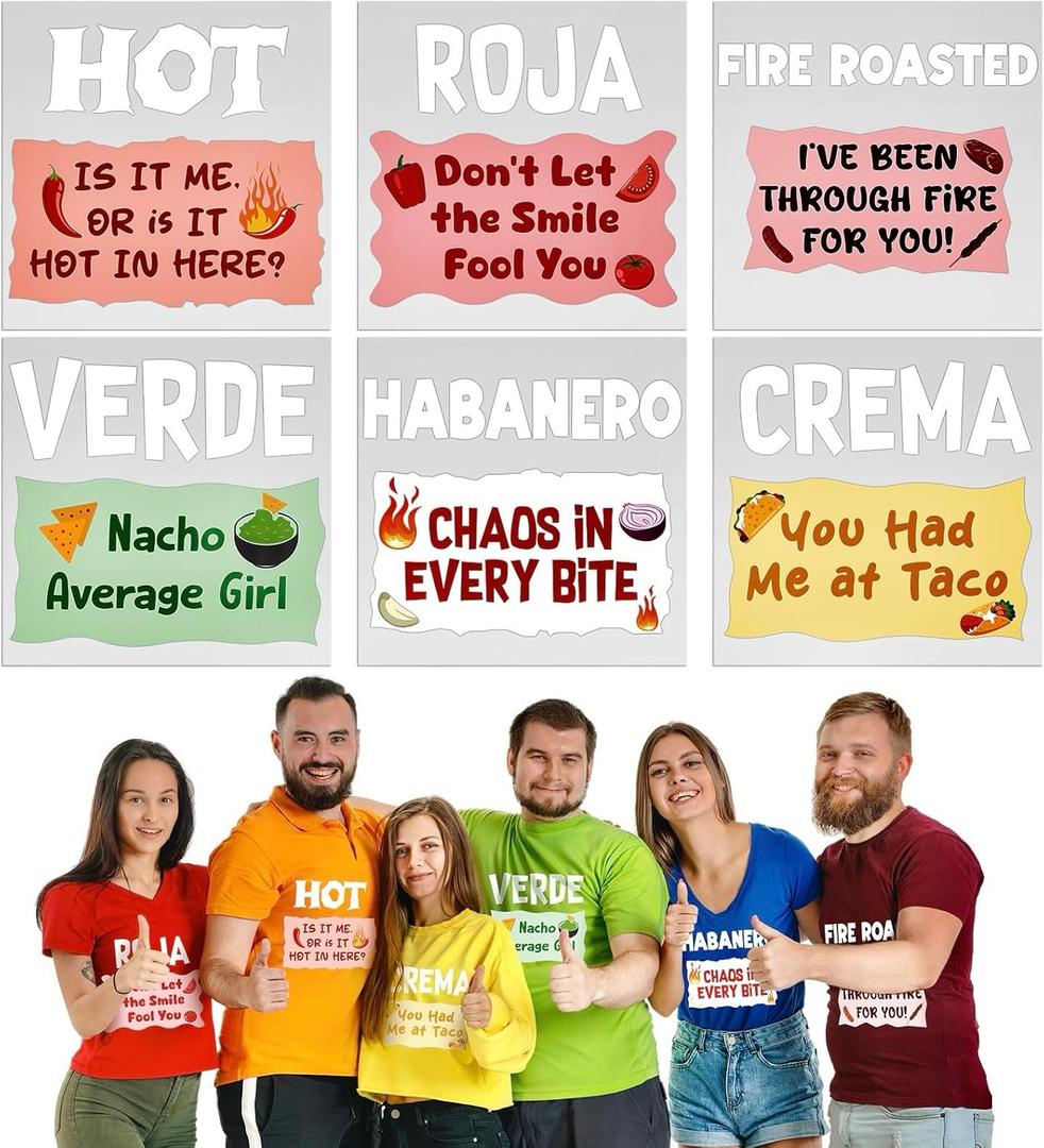 3 x TaoBary 6 Pieces DIY Halloween Taco Transfer Iron on Patches Family Condiment Costume Hot Sauce Group Shirt Iron on Patches for Clothing Washable Stickers for Craft Accessories (Halloween)