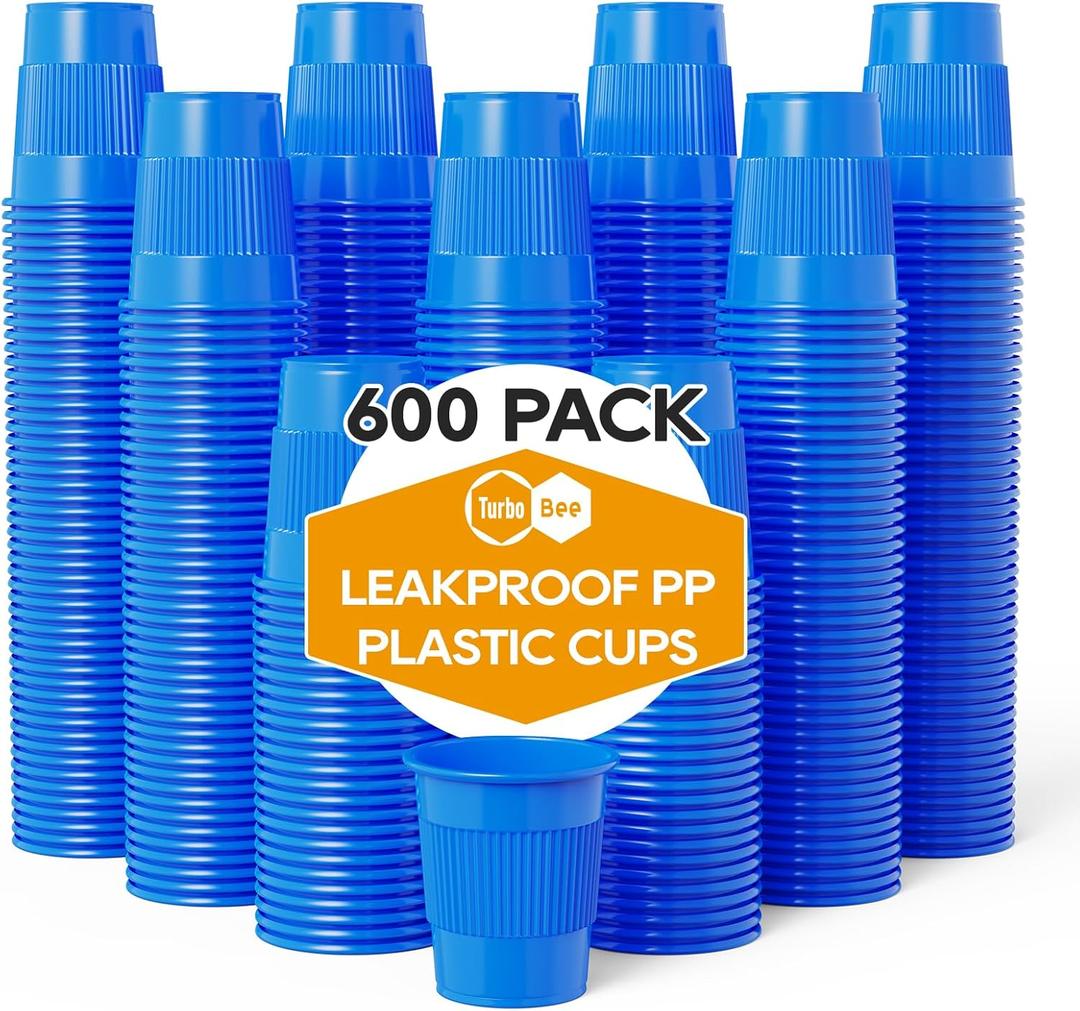 Turbo Bee 600 Pack 3 oz Plastic Bathroom Cups, Leakproof Disposable Mouthwash Cups, Small PP Plastic Cups for Bathroom Rinse, Dental Rinse, Guest Bathroom