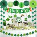 St. Patricks Day 20ct Party Decorations Supplies Kits, Green Shamrock Garland Banner with Hanging Swirls Paper Fans Lantern