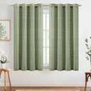 jinchan Boho Curtains for Living Room Farmhouse Sage Green Curtains 63 Inch Length for Bedroom Semi Sheer Drapes Geometric Striped Printed Light Filtering Grommet Curtains 2 Panels Set
