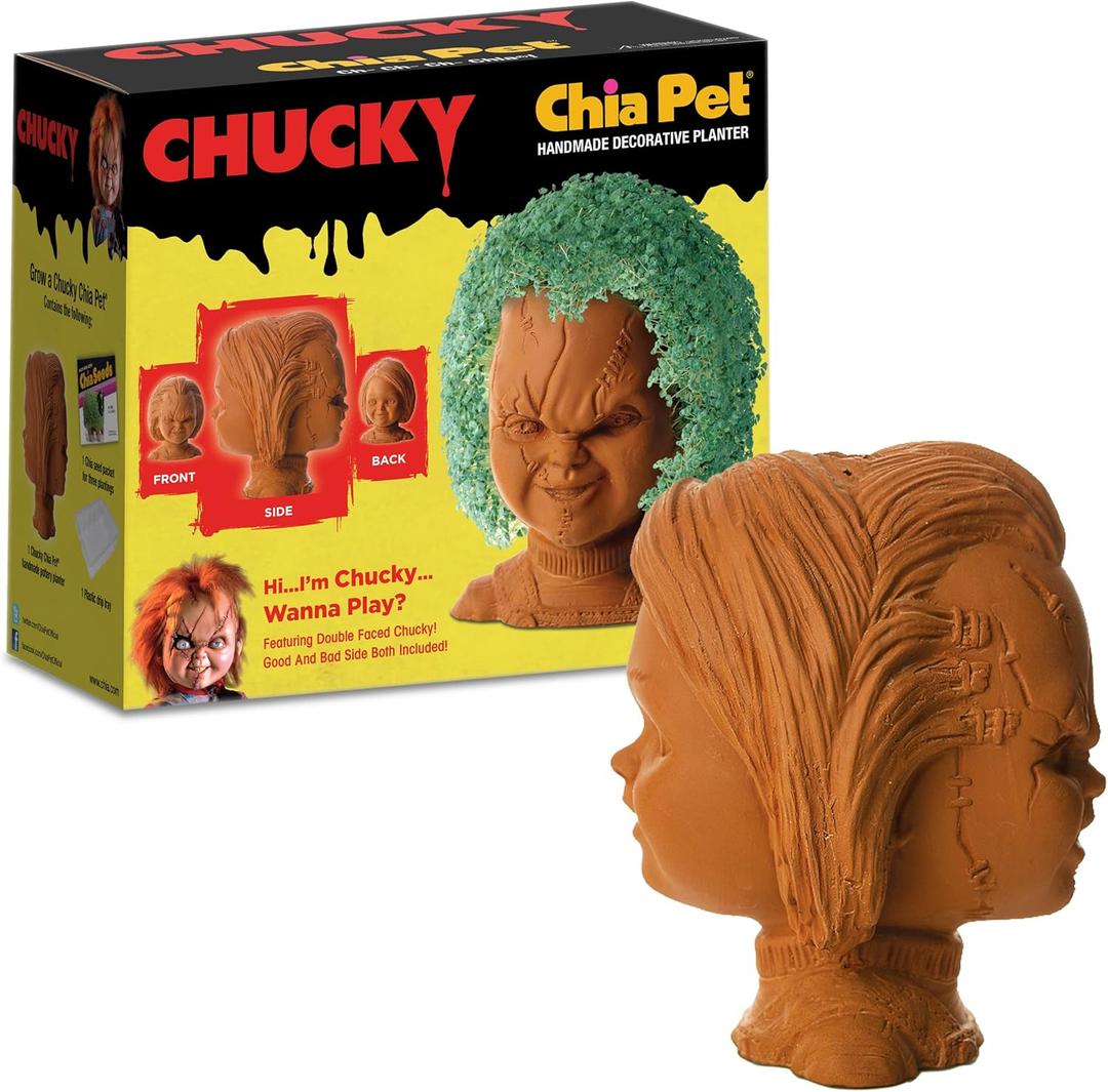Chia Pet Chucky Childs Play with Seed Pack, Decorative Pottery Planter, Easy to Do and Fun to Grow, Novelty Gift, Perfect for Any Occasion
