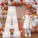 Bugame 3FT Light Up Letters, Quick 7-Min Setup No Edge Assembly Needed, Lightweight Foam Board Marquee Letters for Birthday Wedding Baby Shower Backdrop Decor, Letter A