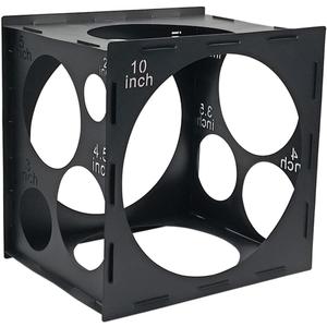 Worown 11 Holes Collapsible Black Plastic Balloon Sizer Box, Balloons Sizer Cube, Balloons Size Measurement Tools for Balloon Decorations, Arches (2-10 Inch)