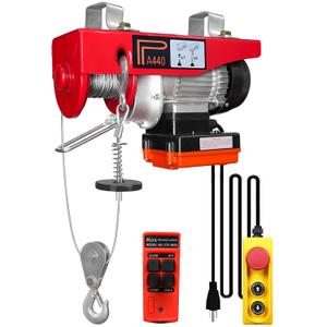 2-in-1 440 lbs Lift Electric Hoist, 13 ft Wired and 328 ft Wireless Remote Control,110V Electric Winch Single/Double Slings with Emergency Stop,39.4 ft Lifting Garage Lift Hoist for Garage, Factories