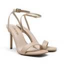 DREAM PAIRS Womens High Stilettos Open Square Toe Ankle Strap Heels Sexy Comfort Strappy Dress Shoes Wedding Bridal Pumps Sandals (7, Nude)
