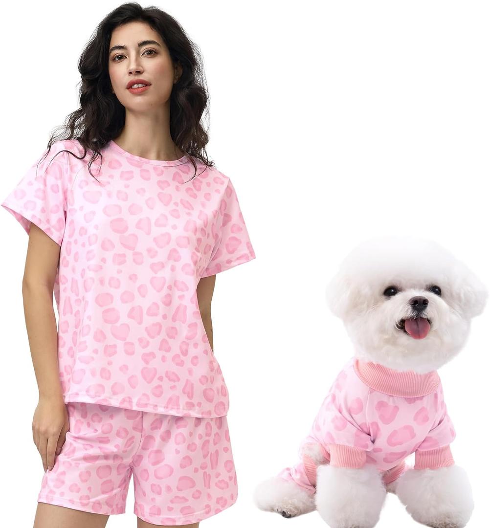XPUDAC Matching Dog and Owner Clothes Dog Pajamas for Small Medium Dogs Stretchable Pet Onesies, Owner and Doggie Pjs are Sold Separately, L