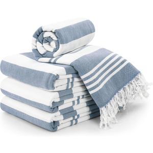 Utopia Towels - 4 Pack Turkish Beach Towel (40 x 72 Inches) - 100% Cotton Big Beach Towels Oversized - No Sand, Lightweight & Quick Dry - Prewashed for Soft Feel (Denim Blue)