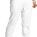 Mens Joggers with Zipper Pockets Lightweight Sweatpants for Men Pants Athletic Workout Running Track Gym (White, M)