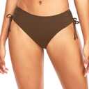 Daci Women Mid Waist Bikini Bottoms - Full Coverage Swim Bathing Suit Bottom Side Tied Swimsuit Bottoms (Brown, L)