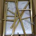 Ladder Shelf 4 Tiers Metal Industrial Bookshelf,White Marble Wood Tall Open Storage Rack and Display Shelves,Wall Mount Wide Book Case for Home Office Bedroom,Small (1 PC 15.7IN)