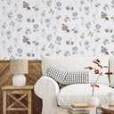 Ismoon Floral Peel and Stick Wallpaper Boho White/Grey Contact Paper Removable Stick on Wall Paper Self Adhesive Vinyl Wallpaper for Living Room Shelf Renter Friendly 17.3x393in