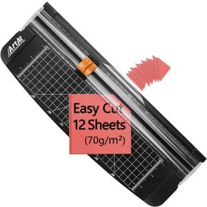 ArtAt 12-Inch Paper Cutter with Retractable Safety Blade, A4 Portable Trimmer for Cardstock, Laminated Paper, Photos, Crafts, Gift Cards, Coupons, Kraft Labels (Auto-Lock & Precise Cutting)