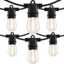 YULETIME 35 Feet 18 Sockets Patio String Lights with LED Bulbs, Weatherproof Backyard Light Bistro Lights (15 Lights - 2 Sets)