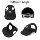 HDKUW Dog Hat with Ear Holes, Dog Baseball Outdoor Cap, Adjustable Summer Travel Sport Hat for Small Medium Dogs Black S