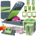 8-in-1 Vegetable Chopper with Container - Veggie Onion Salad Chopper, Mandoline Slicer, French Fry Cutter, Kitchen Gadgets with Cleaning Tools (Gray)