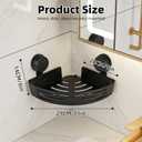 Triangle Suction Cup Corner Shower Shelf, 2026 New No Drill Bathroom Corner Shelf, Heavy-Duty Strong Hold Shower Storage Rack(Black Double-Layer)