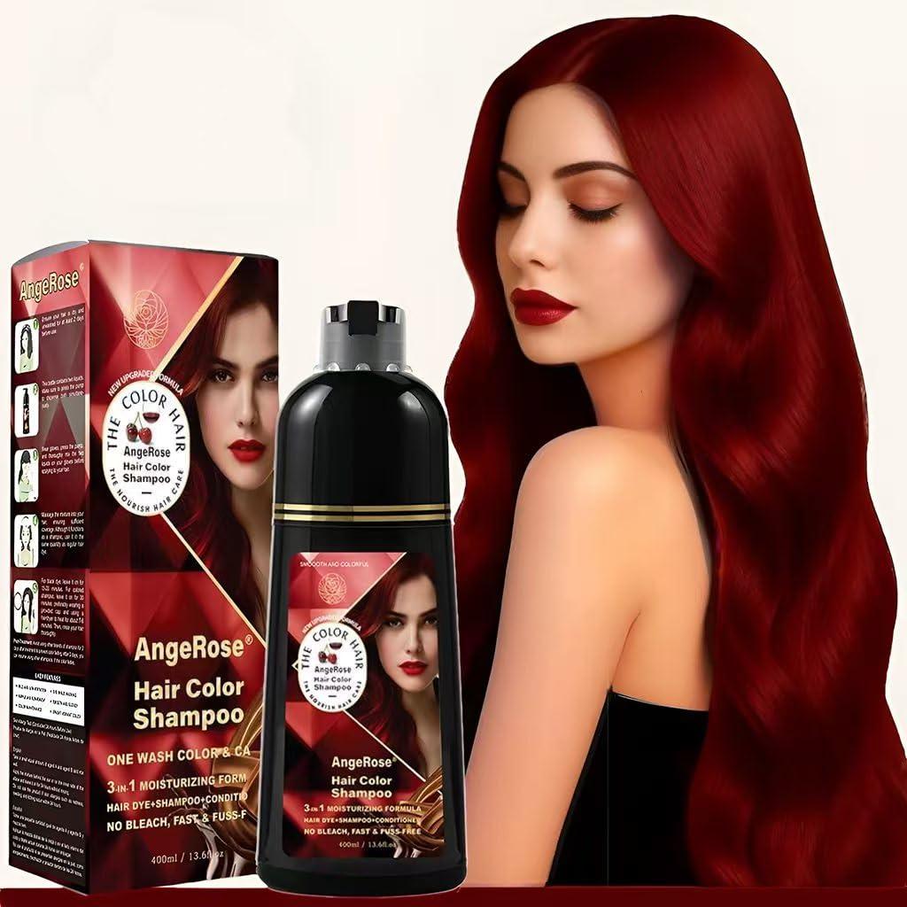 Hair Dye Shampoo 3 in 1, Instant Herb Ingrident Hair Dye to Cover Gray Hair, Long-lasting & Natual, Wine Red, 400 ML (13.6 Fl Oz (Pack of 1))