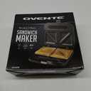 OVENTE Electric Sandwich Maker with Non-Stick Plates, Indicator Lights, Cool Touch Handle, Easy to Clean and Store, Perfect for Cooking Breakfast, Grilled Cheese, Tuna Melts and Snacks, Black GPS401B